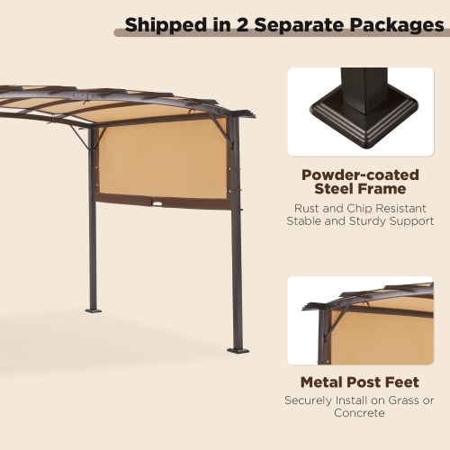 Pergola extérieure AECOJOY, 9 x 12 pi, abris de jardin en métal en liquidation, auvent rétractable avec support pour pare-soleil et pluie