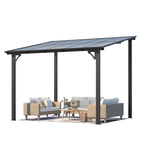AECOJOY 10’ x 8’ Gazebo, Wall Mounted Pergola on Clearance, Outdoor Patio Gazebo Awnings for Deck, Black