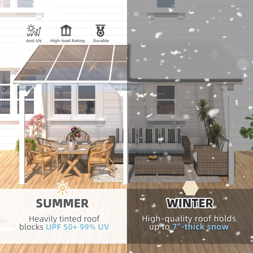 AECOJOY 14’ x 10’ Gazebo, Wall Mounted Pergola on Clearance, Outdoor Patio Gazebo Awnings for Deck, White