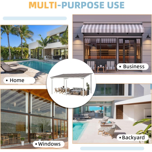 AECOJOY 14’ x 10’ Gazebo, Wall Mounted Pergola on Clearance, Outdoor Patio Gazebo Awnings for Deck, White