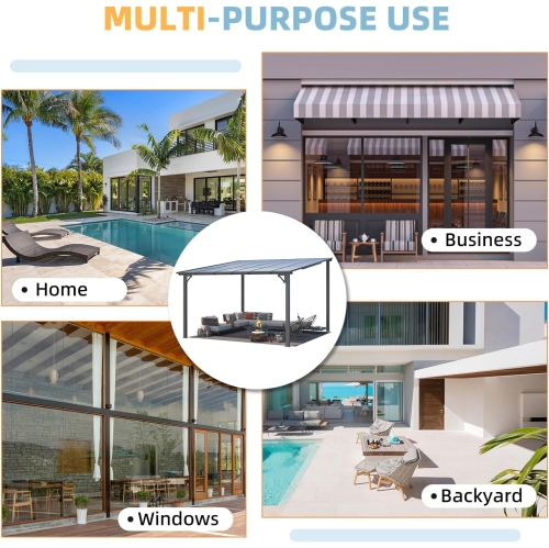 AECOJOY 12’ x 12’ Gazebo, Wall Mounted Pergola on Clearance, Outdoor Patio Gazebo Awnings for Deck, Black