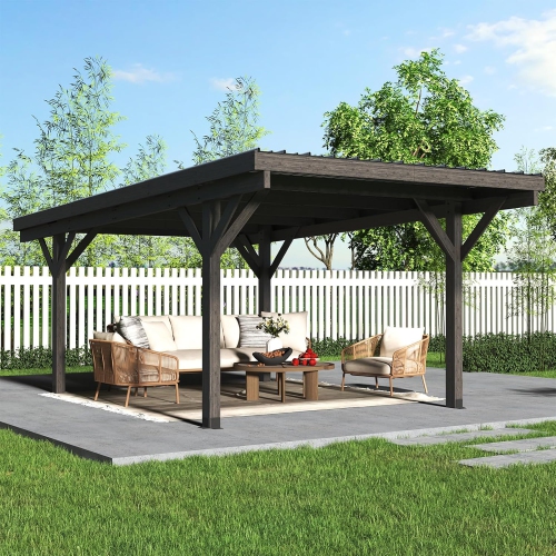 AECOJOY 12'x17' Wood Gazebo, Hardtop Outdoor Pergolas for Patio, Heavy Duty Gazebos on Clearance