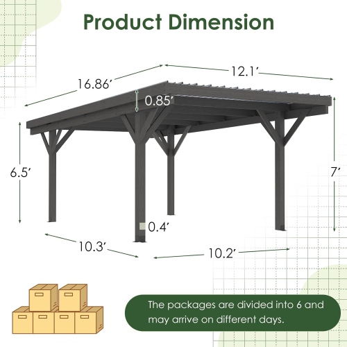 AECOJOY 12'x17' Wood Gazebo, Hardtop Outdoor Pergolas for Patio, Heavy Duty Gazebos on Clearance