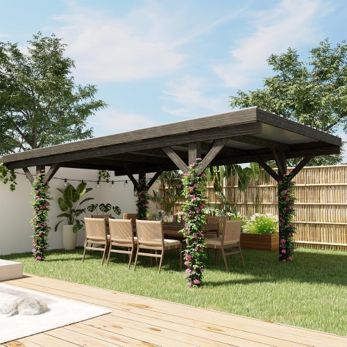 AECOJOY 12'x17' Wood Gazebo, Hardtop Outdoor Pergolas for Patio, Heavy Duty Gazebos on Clearance