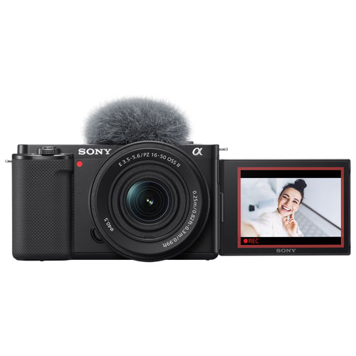 Appareil photo APS-C sans miroir à objectif interchangeable Alpha ZV-E10KB avec objectif 16-50 mm de Sony pour blogues vidéo - Noir