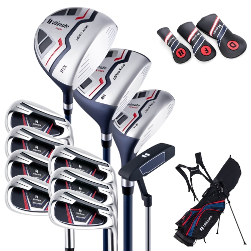 COSTWAY  Ultimate Men's Complete Golf Club Set Golf Club Package Set Incl 460Cc With Rain Hood