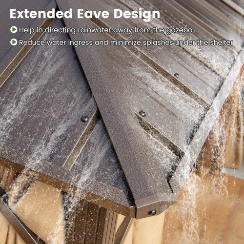 Costway 12 X 10/12 X 12 FT Hardtop Gazebo with Netting Heavy-Duty Double-Roof Galvanized Metal Top