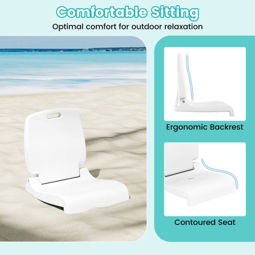 Costway Poolside Chair for Edge of Pool with Back Support & Handles Portable Picnic Chair White/Blue/Pink/Green