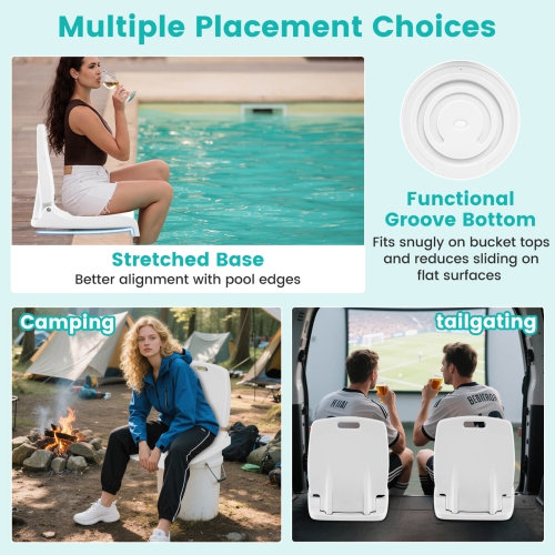 Costway Poolside Chair for Edge of Pool with Back Support & Handles Portable Picnic Chair White/Blue/Pink/Green