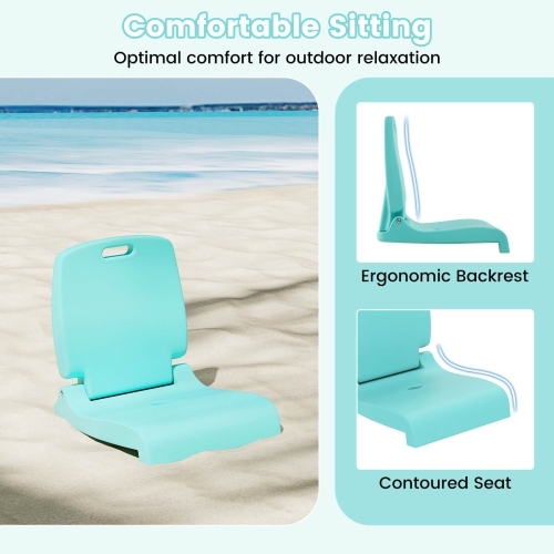 Costway Poolside Chair for Edge of Pool with Back Support & Handles Portable Picnic Chair White/Blue/Pink/Green