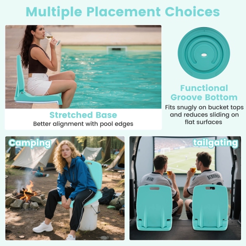 Costway Poolside Chair for Edge of Pool with Back Support & Handles Portable Picnic Chair White/Blue/Pink/Green
