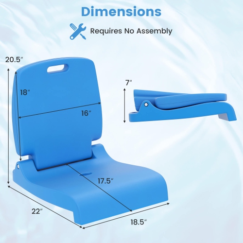 Costway Poolside Chair for Edge of Pool with Back Support & Handles Portable Picnic Chair White/Blue/Pink/Green