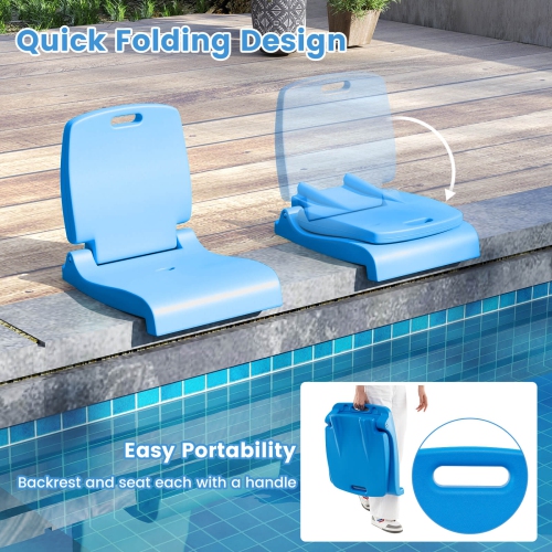 Costway Poolside Chair for Edge of Pool with Back Support & Handles Portable Picnic Chair White/Blue/Pink/Green
