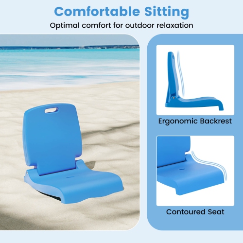 Costway Poolside Chair for Edge of Pool with Back Support & Handles Portable Picnic Chair White/Blue/Pink/Green