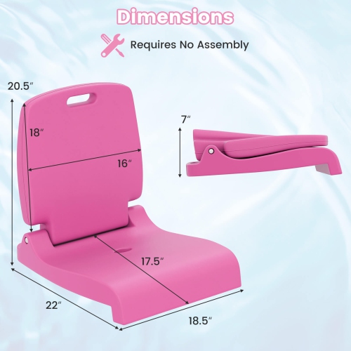 Costway Poolside Chair for Edge of Pool with Back Support & Handles Portable Picnic Chair White/Blue/Pink/Green