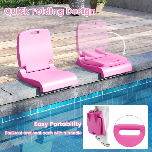 Costway Poolside Chair for Edge of Pool with Back Support & Handles Portable Picnic Chair White/Blue/Pink/Green