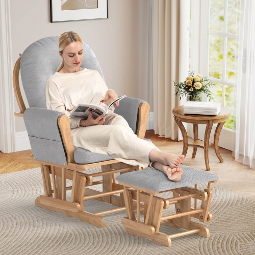 Ensemble fauteuil berçant coulissant Relax de Baby Nursery et pouf avec coussin