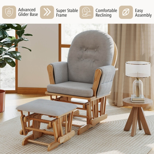 Ensemble fauteuil berçant coulissant Relax de Baby Nursery et pouf avec coussin