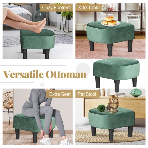 Costway Barrel Chair with Ottoman Footrest Curved Backrest Armrests Removable Seat Cushion