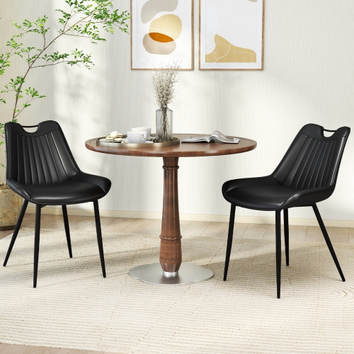 Ensemble de 4 chaises de cuisine recouvertes de similicuir avec pattes en métal de Costway Noir/Gris/Vert