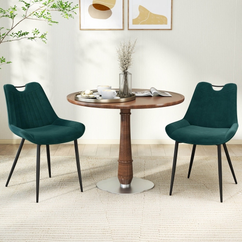 Ensemble de 4 chaises de cuisine recouvertes de similicuir avec pattes en métal de Costway Noir/Gris/Vert