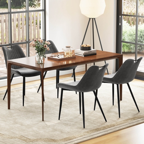 Costway Dining Chair Set of 4 Faux Leather Upholstered Kitchen Chairs with Metal Legs Black/Gray/Green