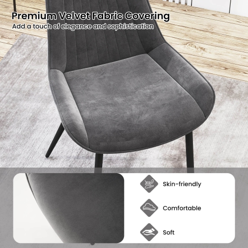 Costway Dining Chair Set of 4 Faux Leather Upholstered Kitchen Chairs with Metal Legs Black/Gray/Green