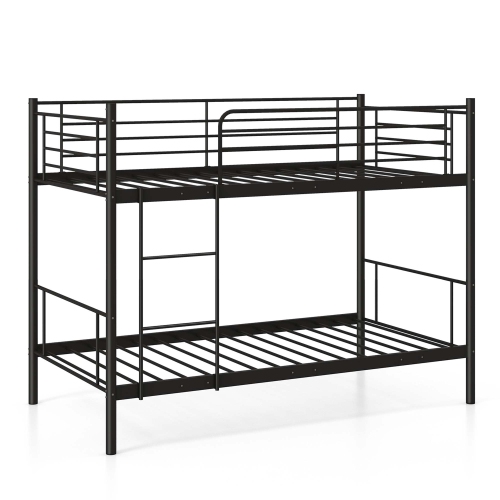 Costway Metal Twin Over Twin Bunk Bed with Built-in Ladder Safety Guardrail