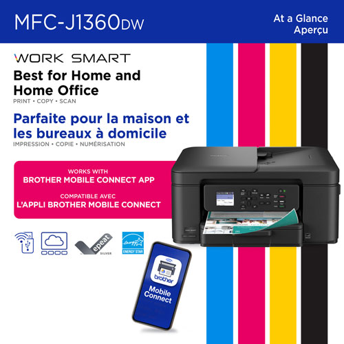 Imprimante à jet d'encre tout-en-un couleur sans fil MFC-J1360DW de Brother