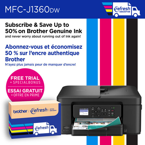 Imprimante à jet d'encre tout-en-un couleur sans fil MFC-J1360DW de Brother