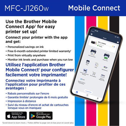 Imprimante à jet d'encre tout-en-un couleur sans fil MFC-J1260W de Brother
