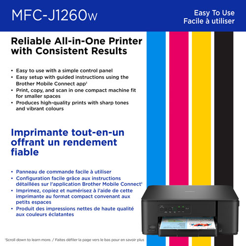 Imprimante à jet d'encre tout-en-un couleur sans fil MFC-J1260W de Brother