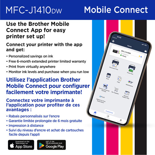 Imprimante à jet d'encre tout-en-un couleur sans fil MFC-J1410DW de Brother