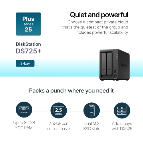 Station de disque à 2 baies DS725+ de Synology