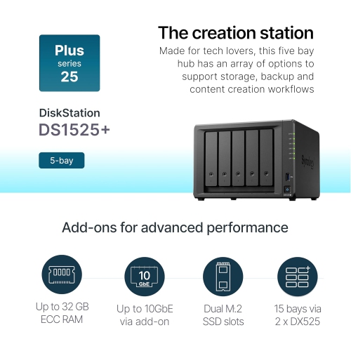 Station de disque à 5 baies DS1525+ de Synology
