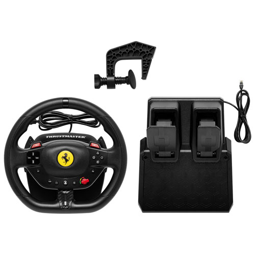 Volant de course et pédalier magnétique T98 Ferrari 296 GTB de Thrustmaster pour PS5/PS4/PC