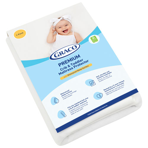 Protège-matelas étanche pour lit de bébé et d'enfant Premium de Graco - Paquet de 1 - Blanc