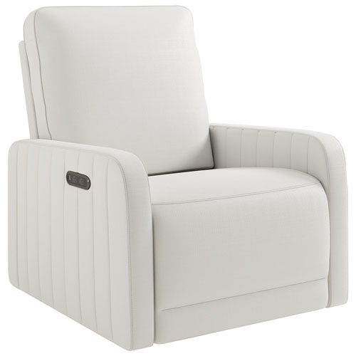 Storkcraft Kyoto Deluxe Extra-Wide Nursery Power Recliner Swivel Glider with USB Charging Port - Ivory Basketweave