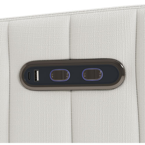 Storkcraft Kyoto Deluxe Extra-Wide Nursery Power Recliner Swivel Glider with USB Charging Port - Ivory Basketweave