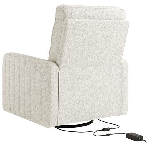 Fauteuil très grand coulissant pivotant inclinable électrique de luxe Kyoto pour chambre d'enfant de Storkcraft avec port de chargement USB - Bouclé