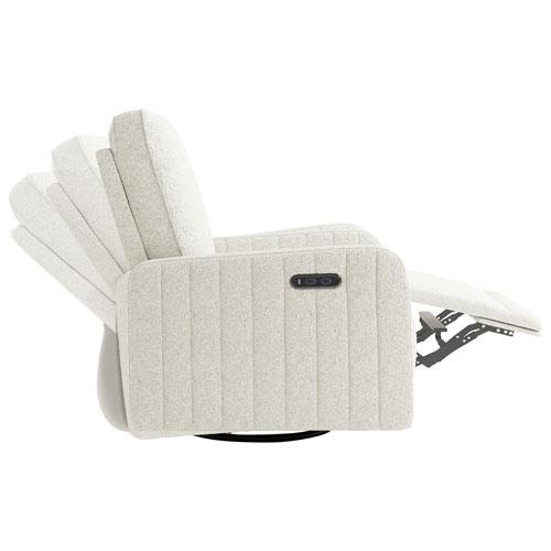 Fauteuil très grand coulissant pivotant inclinable électrique de luxe Kyoto pour chambre d'enfant de Storkcraft avec port de chargement USB - Bouclé