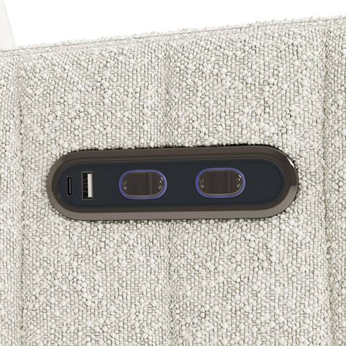 Fauteuil très grand coulissant pivotant inclinable électrique de luxe Kyoto pour chambre d'enfant de Storkcraft avec port de chargement USB - Bouclé