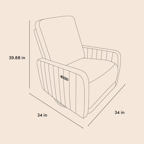 Fauteuil très grand coulissant pivotant inclinable électrique de luxe Kyoto pour chambre d'enfant de Storkcraft avec port de chargement USB - Bouclé