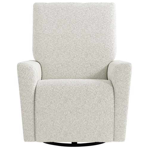 Fauteuil coulissant pivotant inclinable électrique de luxe Santorini pour chambre d'enfant de Storkcraft avec port de chargement USB - Bouclé ivoire