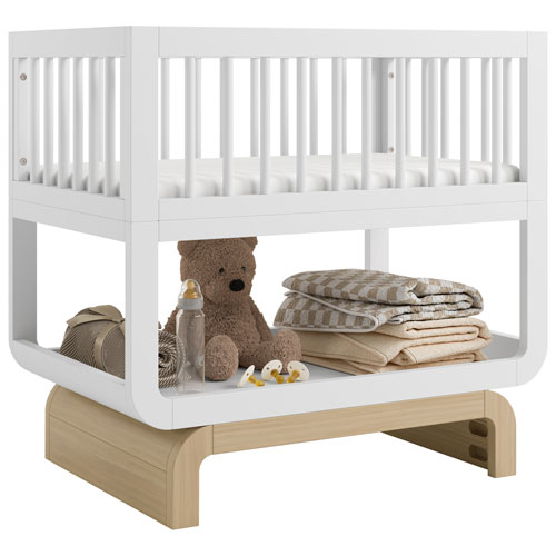 Storkcraft Santorini Deluxe 3-in1 Convertible Bassinet - Frosted Oat with Driftwood