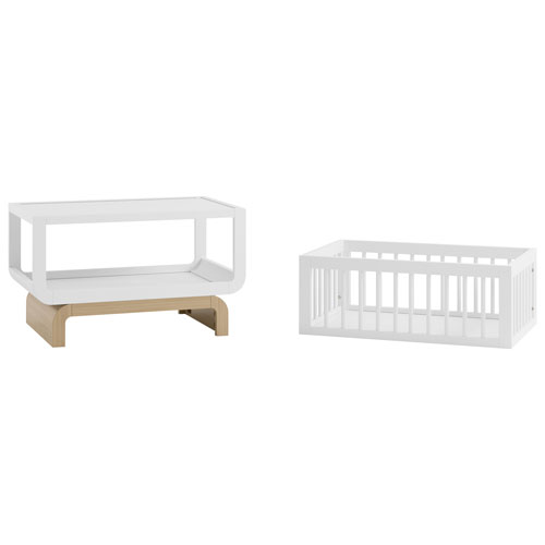 Storkcraft Santorini Deluxe 3-in1 Convertible Bassinet - Frosted Oat with Driftwood