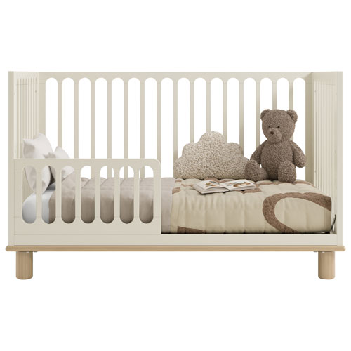 Storkcraft Sicily Deluxe 3-In-1 Convertible Crib with Drawer- Frosted Oat with Driftwood
