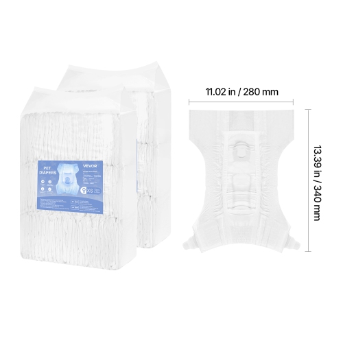 VEVOR 144 Count Disposable Dog Diapers, Super Absorbent Female Dog Diapers, 360° Leak-Proof Female Doggy Pet Diaper with Wetness Indicator for Heat