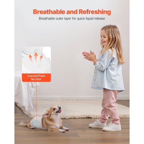 VEVOR 96 Count Disposable Male Dog Diapers, Super Absorbent Male Dog Wraps, 360 ° Leak-Proof Belly Bands with Wetness Indicator for Doggies in Heat,