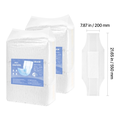VEVOR 144 Count Disposable Male Dog Diapers, Super Absorbent Male Dog Wraps, 360 ° Leak-Proof Belly Bands with Wetness Indicator for Doggies in Heat,